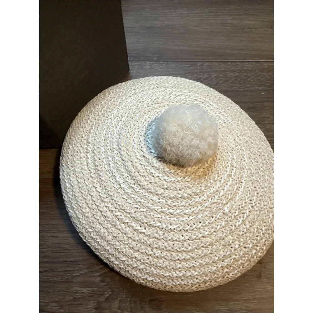 Vintage Everett Original Beret Hat 70s Orange Cream  Textured Retro With Box